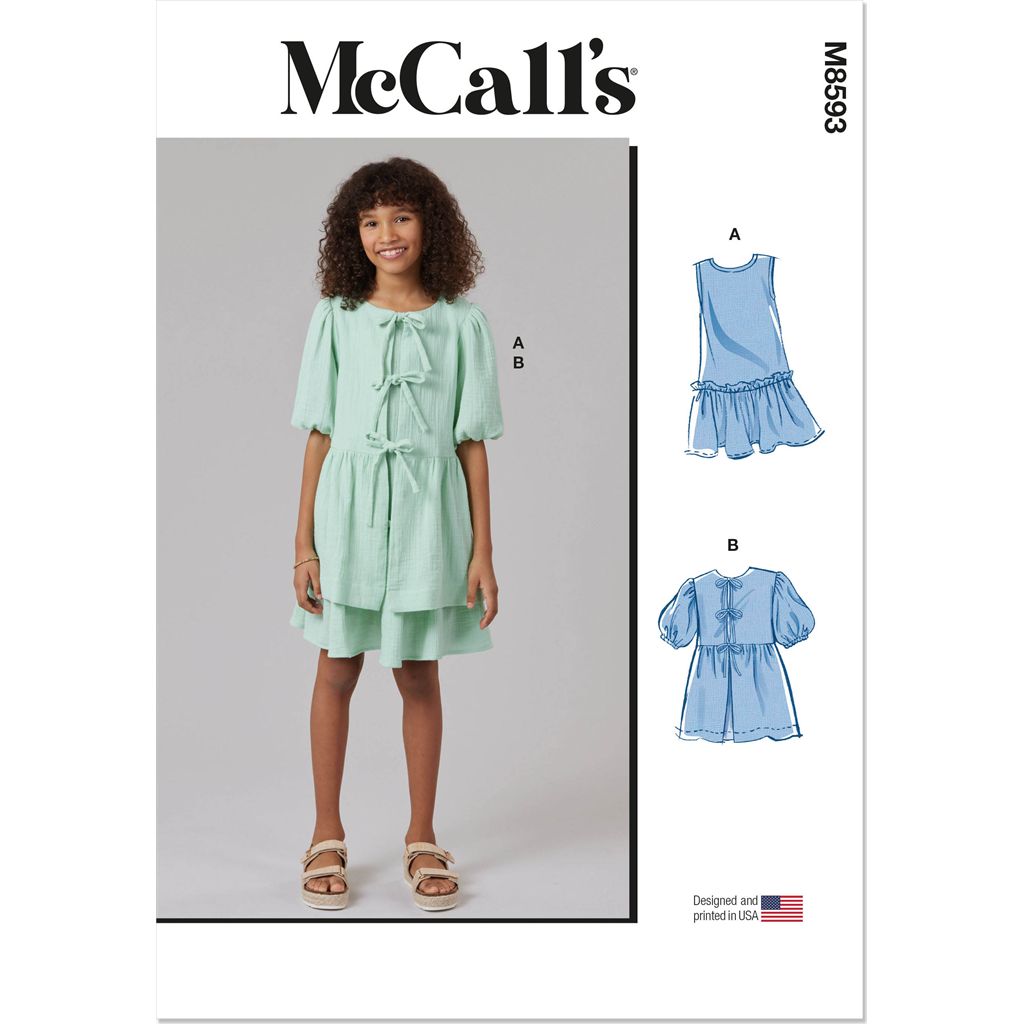McCall's Pattern M8593 Girls Dress and Top 8593 Image 1 From Patternsandplains.com