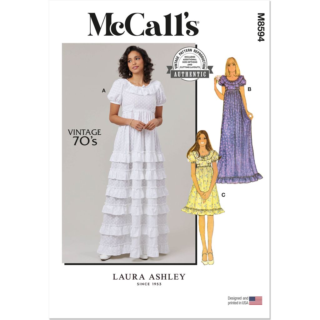McCall's Pattern M8594 Misses Dress by Laura Ashley 8594 Image 1 From Patternsandplains.com