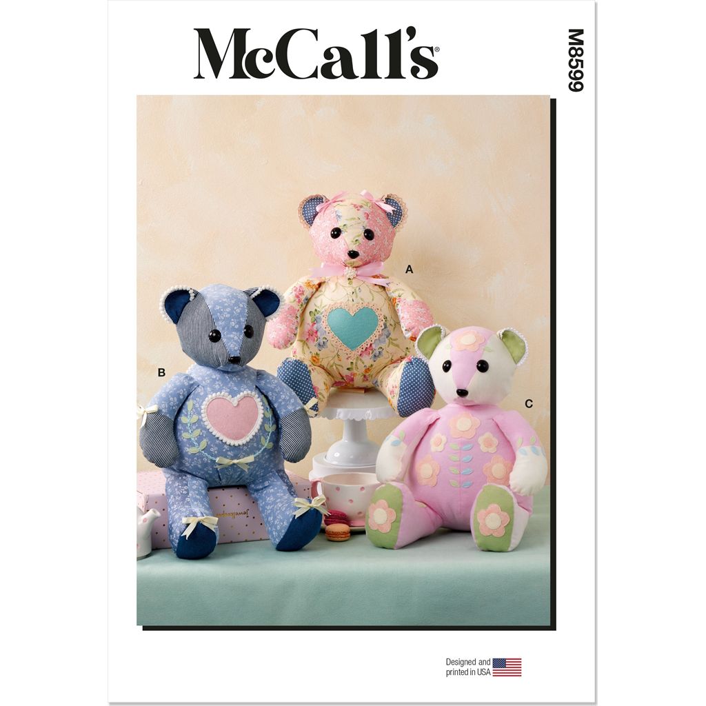 McCall's Pattern M8599 Patchwork Plush Bears 8599 Image 1 From Patternsandplains.com
