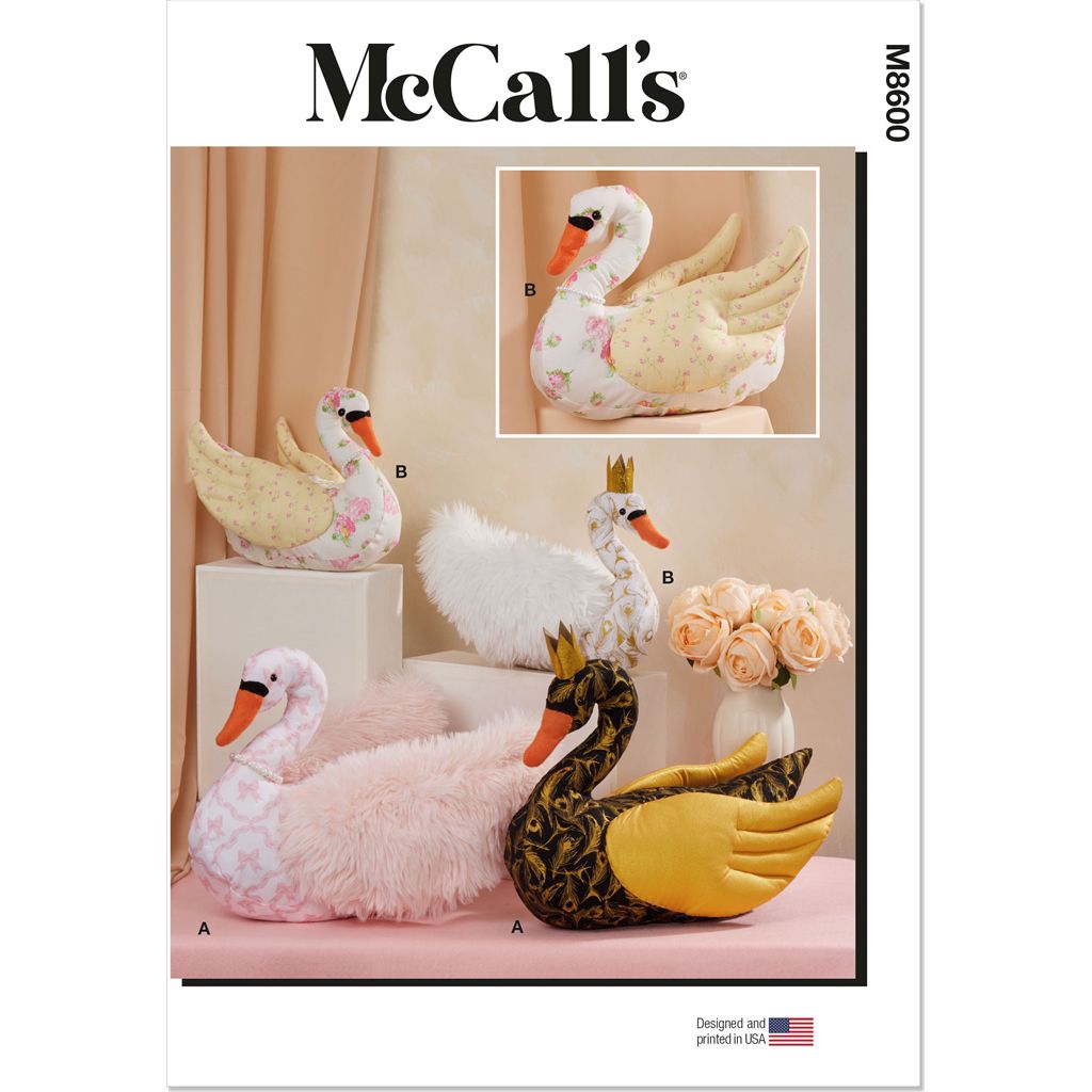 McCall's Pattern M8600 Plush Swans in Two Sizes 8600 Image 1 From Patternsandplains.com