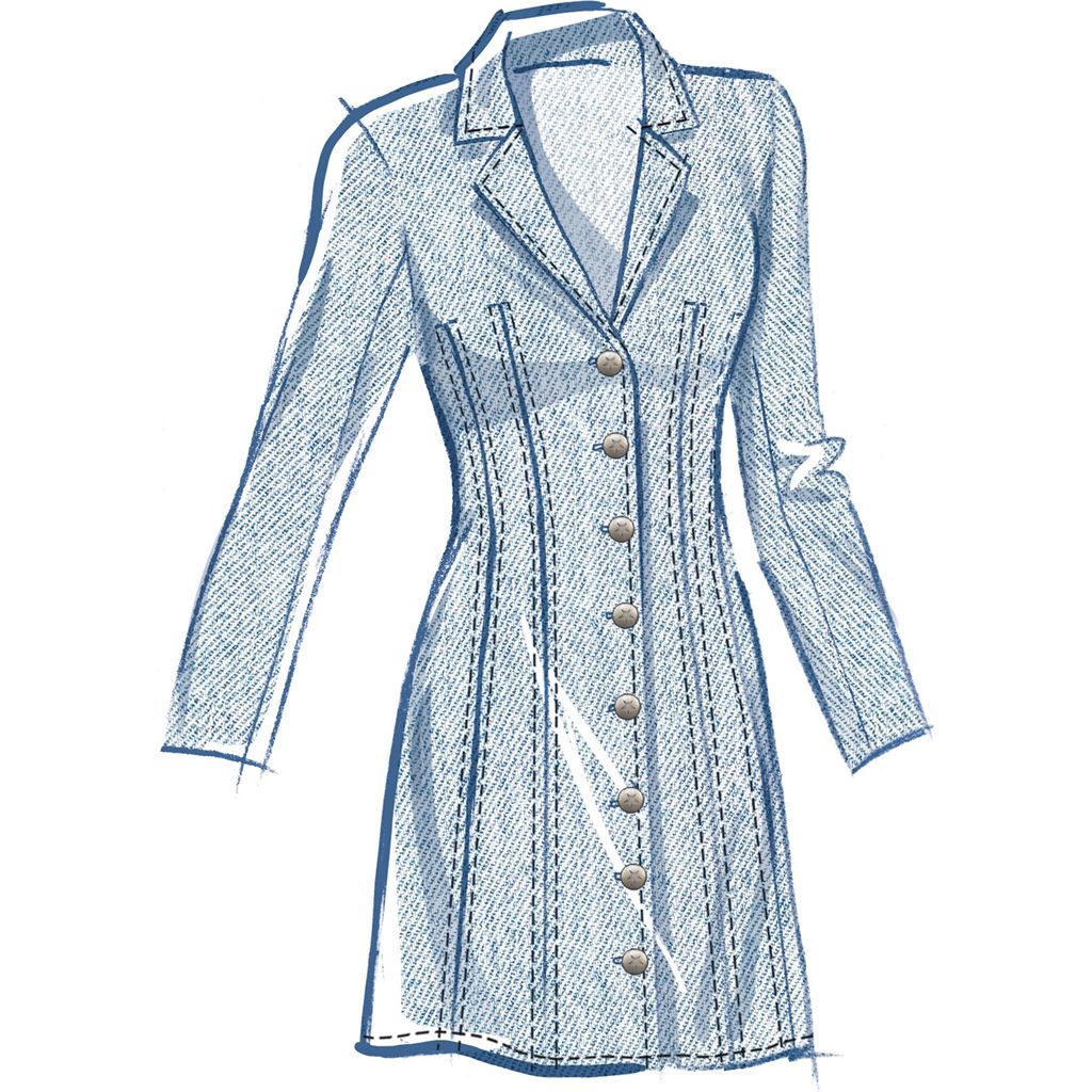 McCall's Pattern M8601 Misses Fitted Button Front Mini Dress 8601 Image 3 From Patternsandplains.com