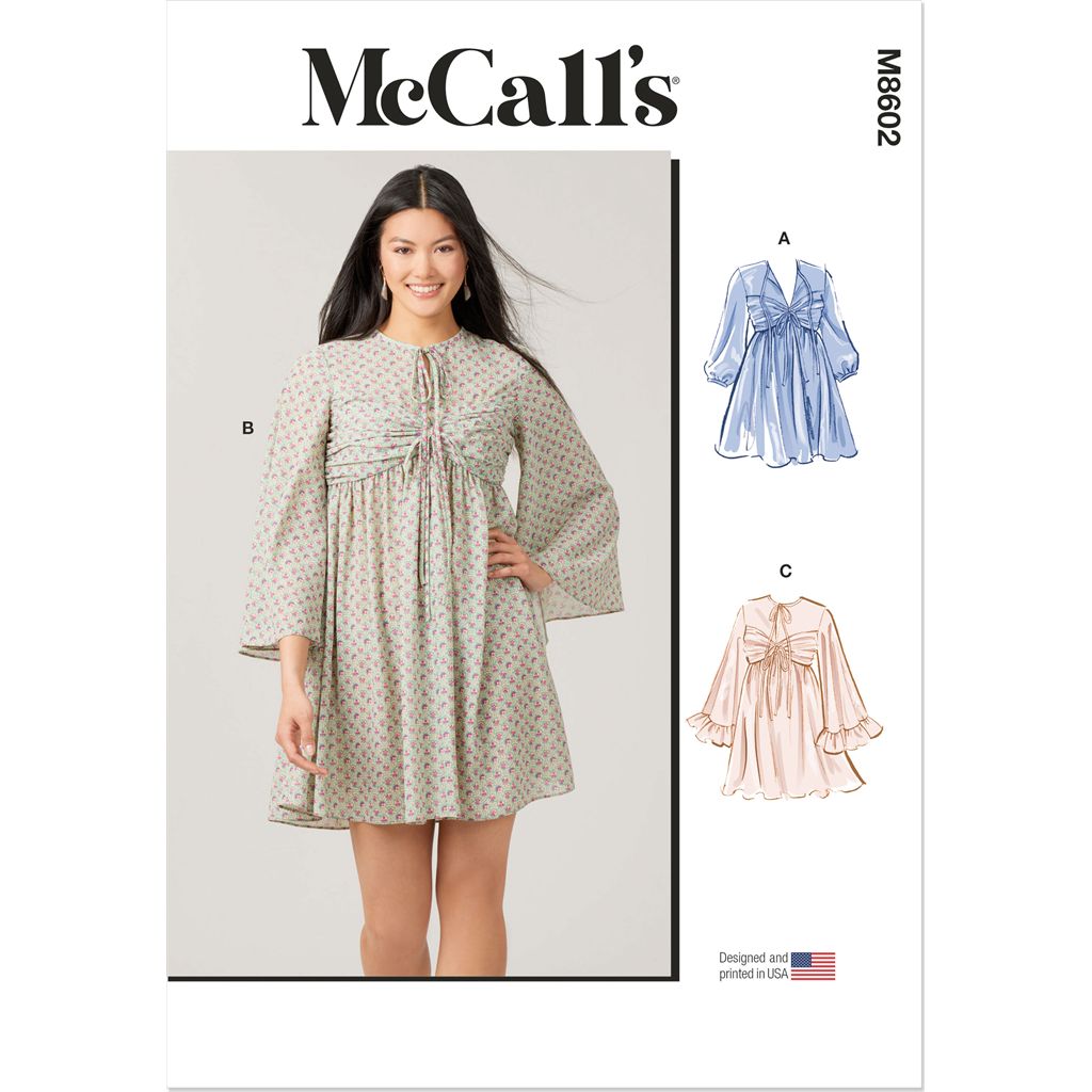 McCall's Pattern M8602 Misses Babydoll Dress with Sleeve Variations 8602 Image 1 From Patternsandplains.com