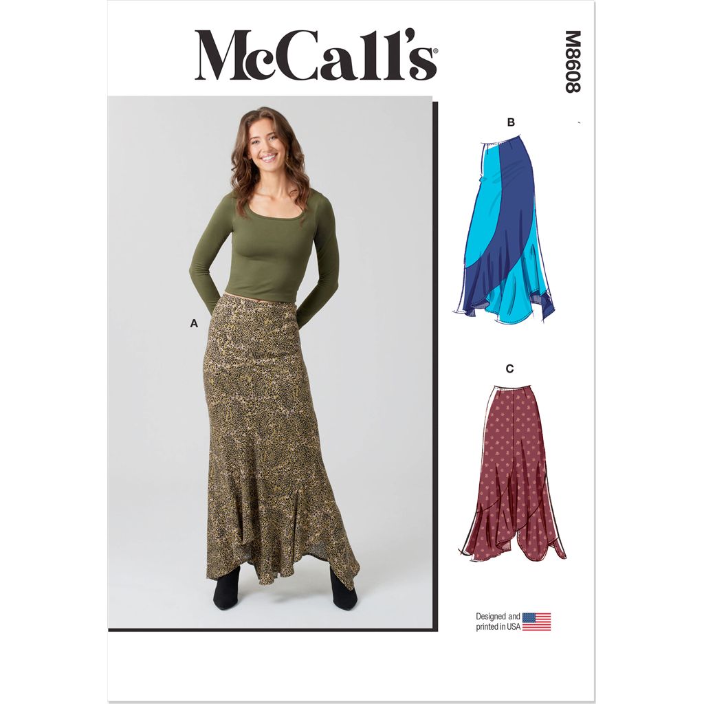 McCall's Pattern M8608 Misses Asymmetric Skirt 8608 Image 1 From Patternsandplains.com