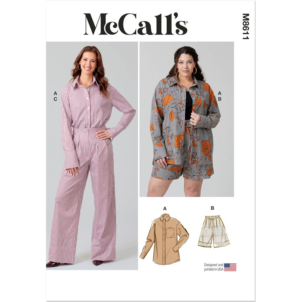 McCall's Pattern M8611 Misses and Womens Shirt Shorts and Pants 8611 Image 1 From Patternsandplains.com