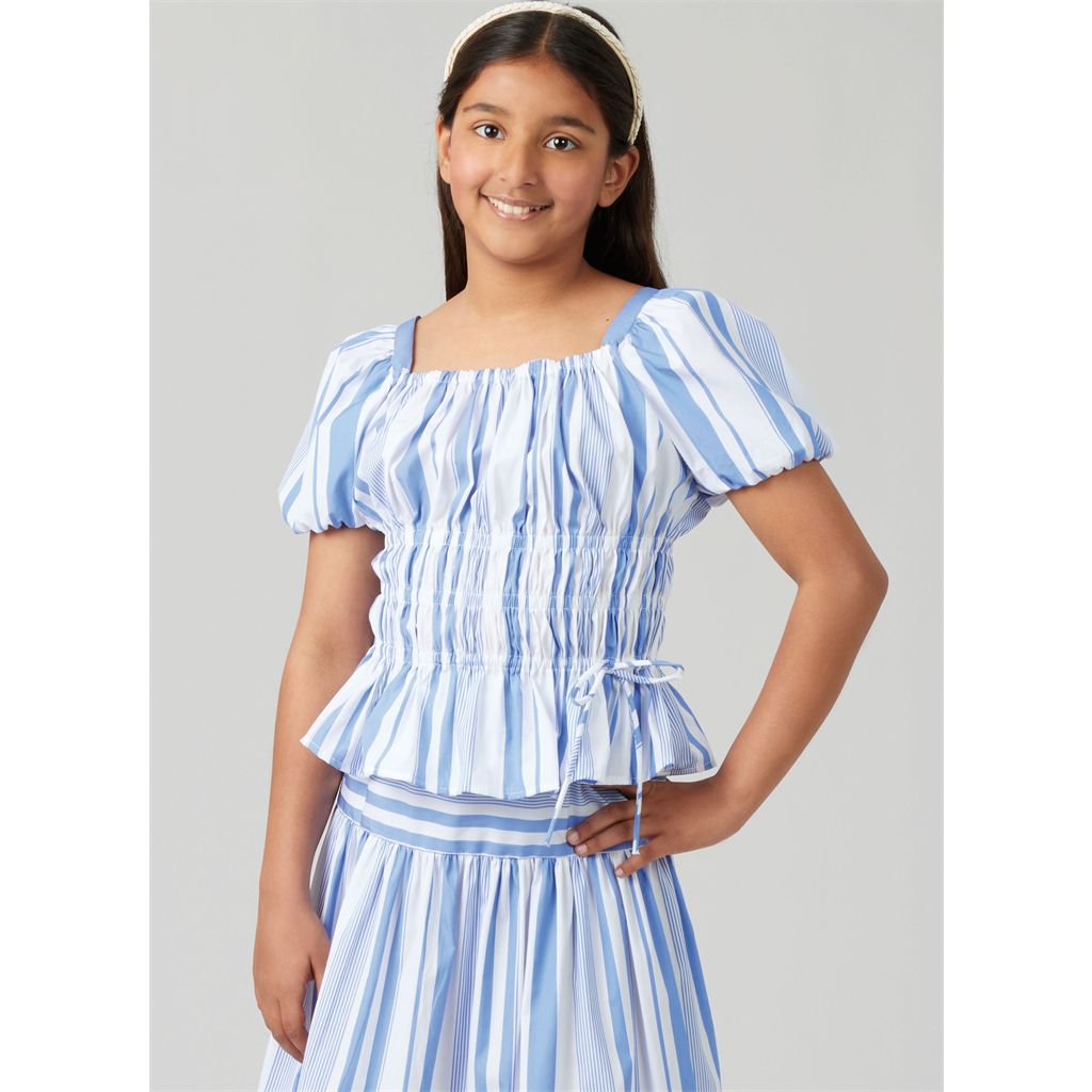 McCall's Pattern M8619 Girls Ruched Dress Top and Skirt 8619 Image 2 From Patternsandplains.com