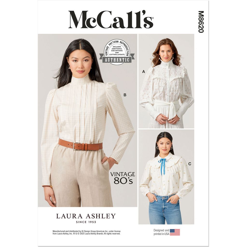 McCall's Pattern M8620 Misses Blouses by Laura Ashley 8620 Image 1 From Patternsandplains.com