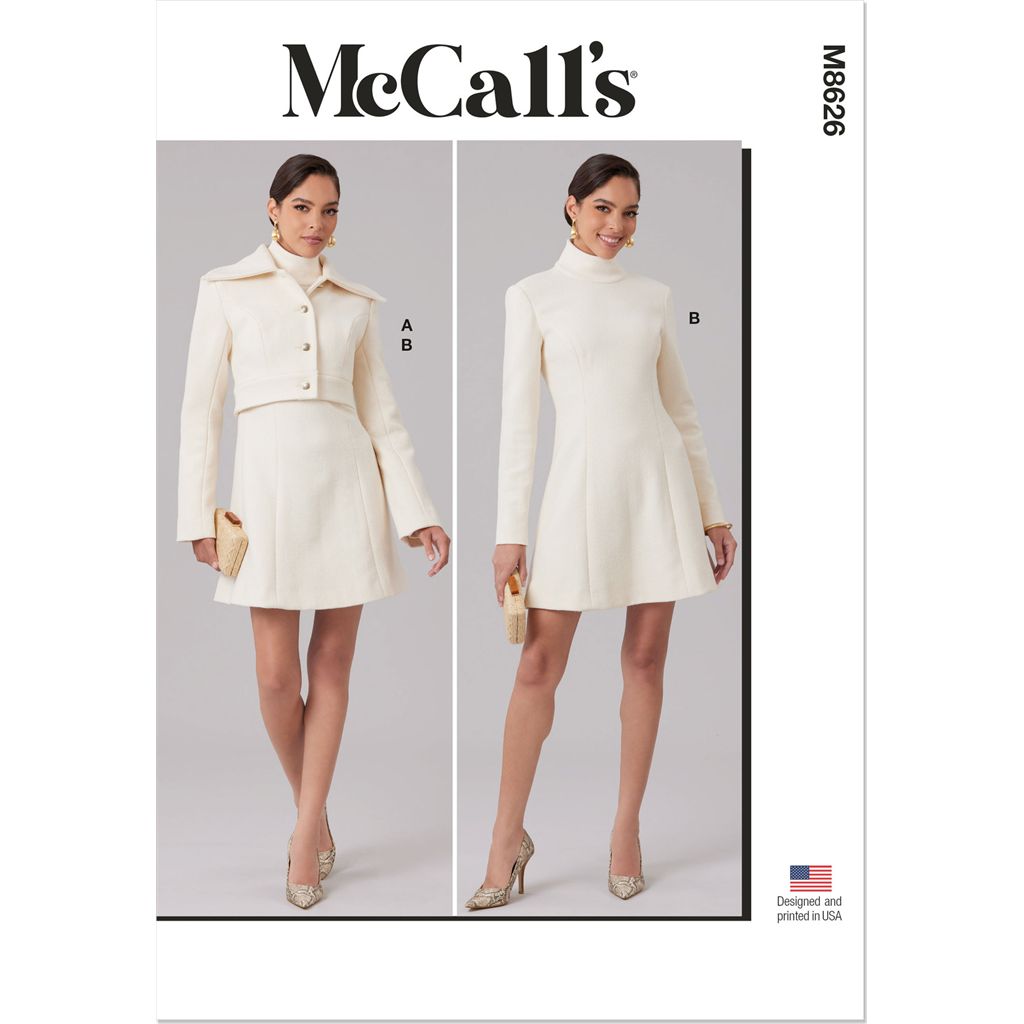 McCall's Pattern M8626 Misses Cropped Jacket and Princess Seam Dress 8626 Image 1 From Patternsandplains.com