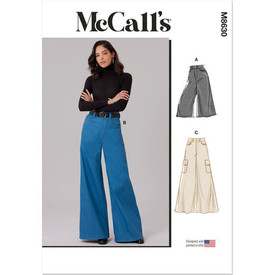 McCall's Pattern M8630 Misses Wide Leg Jeans in Two Lengths 8630 Image 1 From Patternsandplains.com
