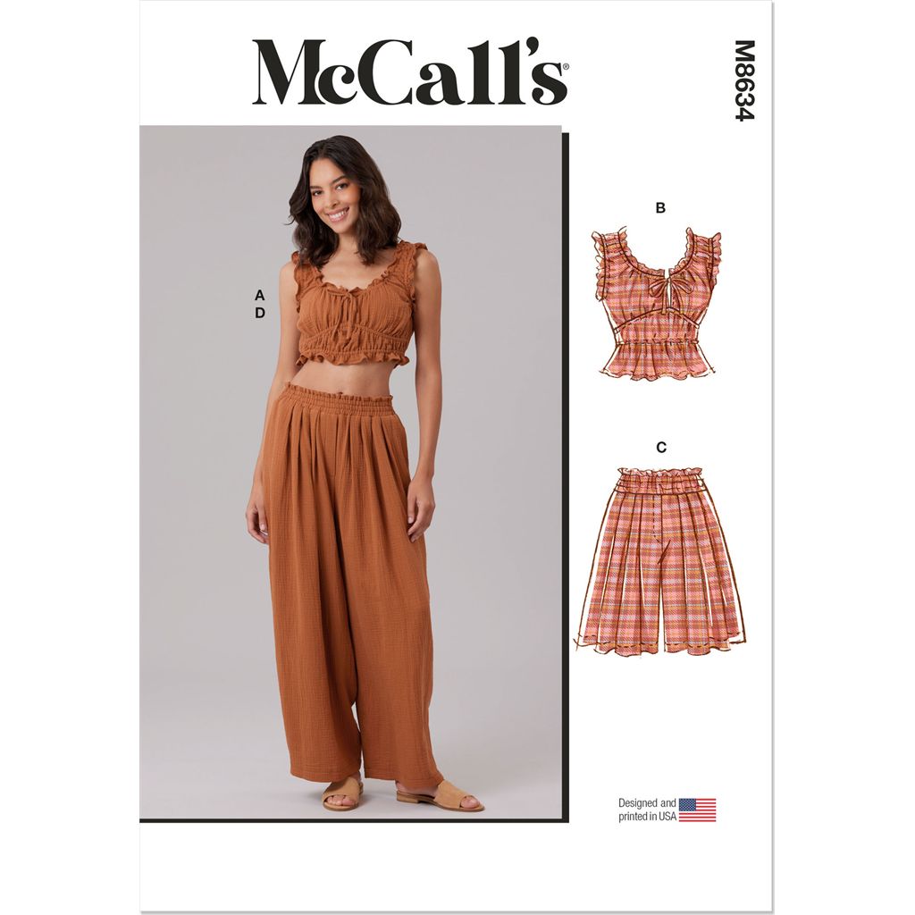 McCall's Pattern M8634 Misses Lounge Top in Two Lengths Shorts and Pants 8634 Image 1 From Patternsandplains.com