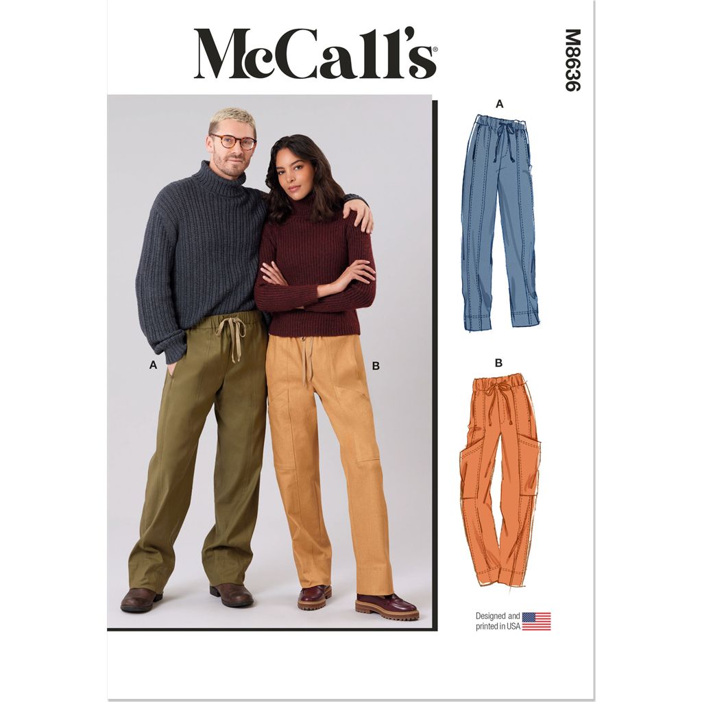 McCall's Pattern M8636 Unisex Pull On Pants 8636 Image 1 From Patternsandplains.com