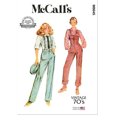 McCall's Pattern M8645 1970s Misses Overalls Pants and Blouse 8645 Image 1 From Patternsandplains.com