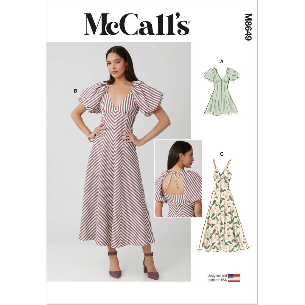 McCall's Pattern M8649 Misses Midi Dress with Sleeve and Length Variations 8649 Image 1 From Patternsandplains.com