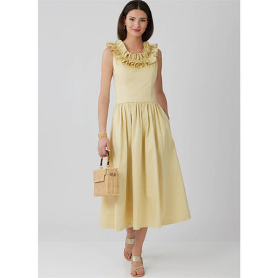 McCall's Pattern M8650 Misses and Miss Petite Ruffle Neck Midi Dress 8650 Image 2 From Patternsandplains.com