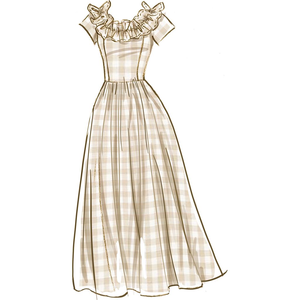 McCall's Pattern M8650 Misses and Miss Petite Ruffle Neck Midi Dress 8650 Image 4 From Patternsandplains.com