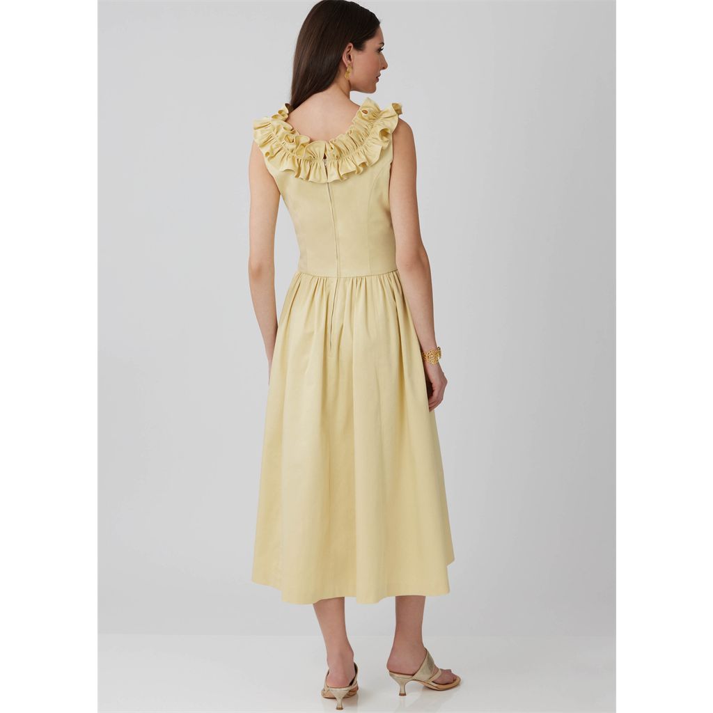 McCall's Pattern M8650 Misses and Miss Petite Ruffle Neck Midi Dress 8650 Image 5 From Patternsandplains.com