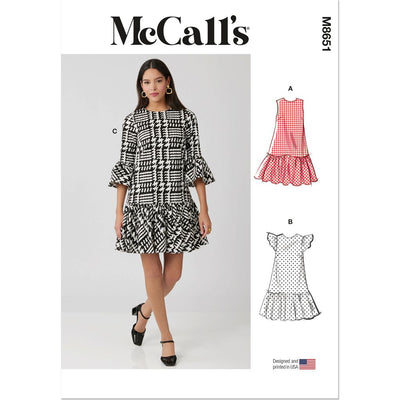 McCall's Pattern M8651 Misses and Miss Petite Drop Waist Mini Dress 8651 Image 1 From Patternsandplains.com