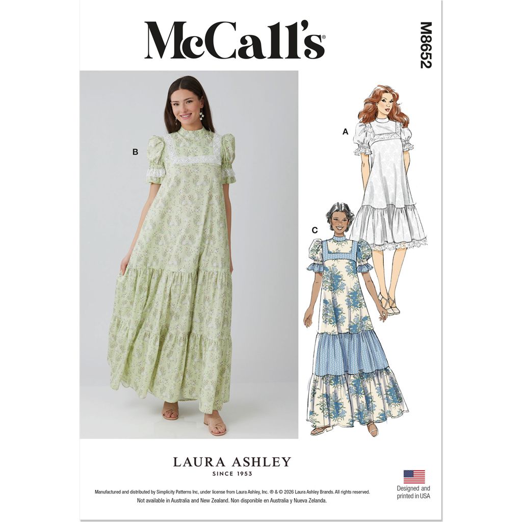 McCall's Pattern M8652 Misses High Yoke Dress in Two Lengths by Laura Ashley 8652 Image 1 From Patternsandplains.com