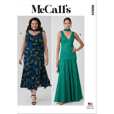 McCall's Pattern M8654 Misses and Womens Maxi Dress with Scarf 8654 Image 1 From Patternsandplains.com