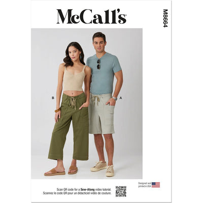 McCall's Pattern M8664 Unisex Shorts and Pants 8664 Image 1 From Patternsandplains.com