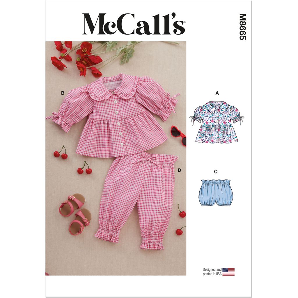 McCall's Pattern M8665 Babies Tops Bloomers and Pants 8665 Image 1 From Patternsandplains.com