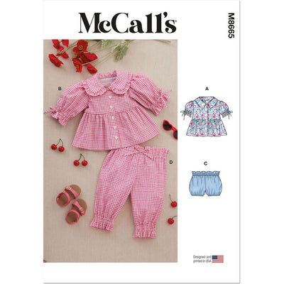 McCall's Pattern M8665 Babies Tops Bloomers and Pants 8665 Image 1 From Patternsandplains.com