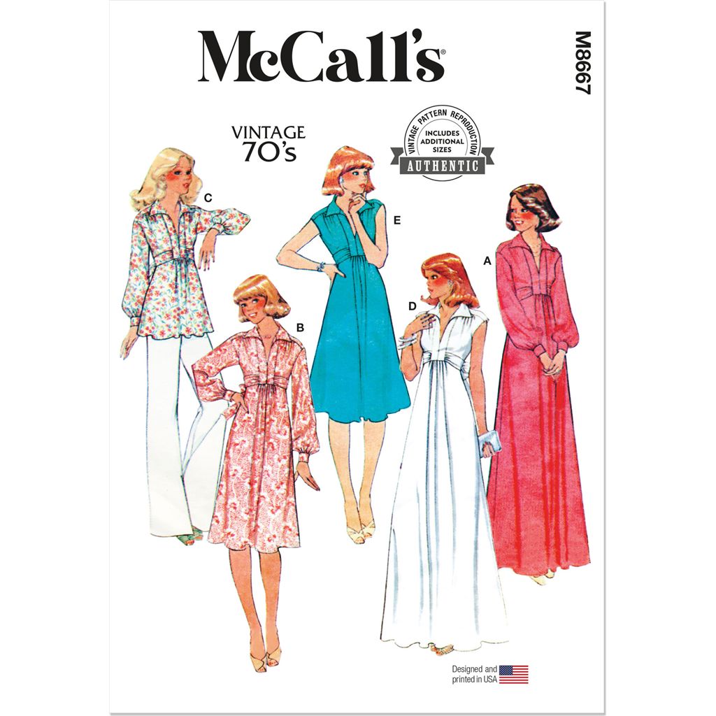 McCall's Pattern M8667 1970s Misses Knit Dresses and Top 8667 Image 1 From Patternsandplains.com