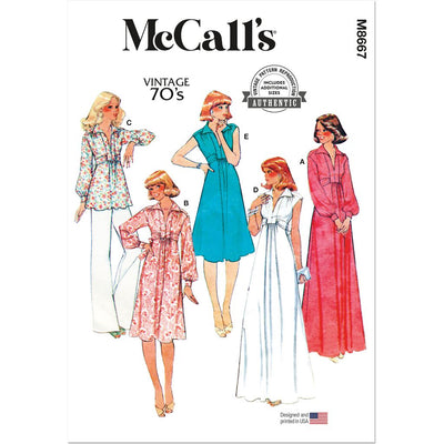 McCall's Pattern M8667 1970s Misses Knit Dresses and Top 8667 Image 1 From Patternsandplains.com