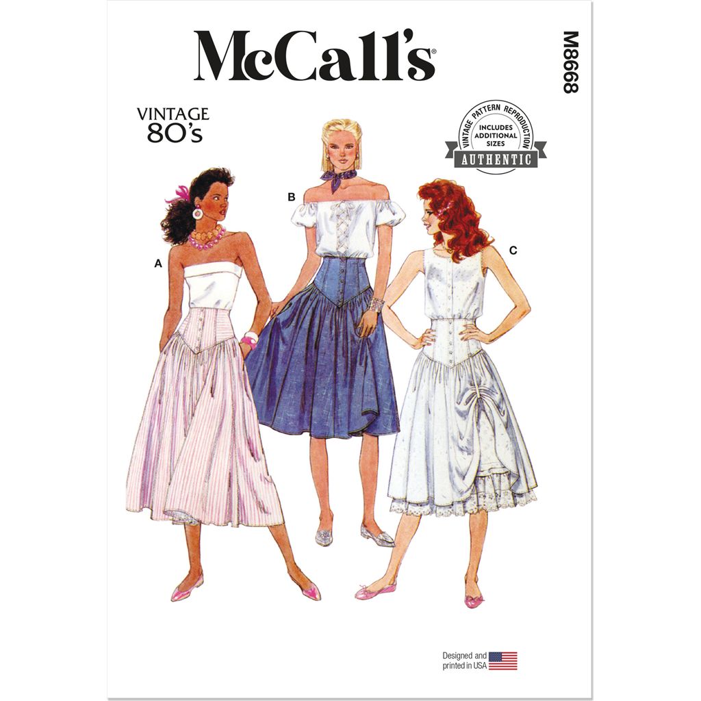 McCall's Pattern M8668 1980s Misses Skirts and Petticoat 8668 Image 1 From Patternsandplains.com