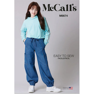 McCall's Pattern M8674 Girls Pull On Cargo Pants 8674 Image 1 From Patternsandplains.com