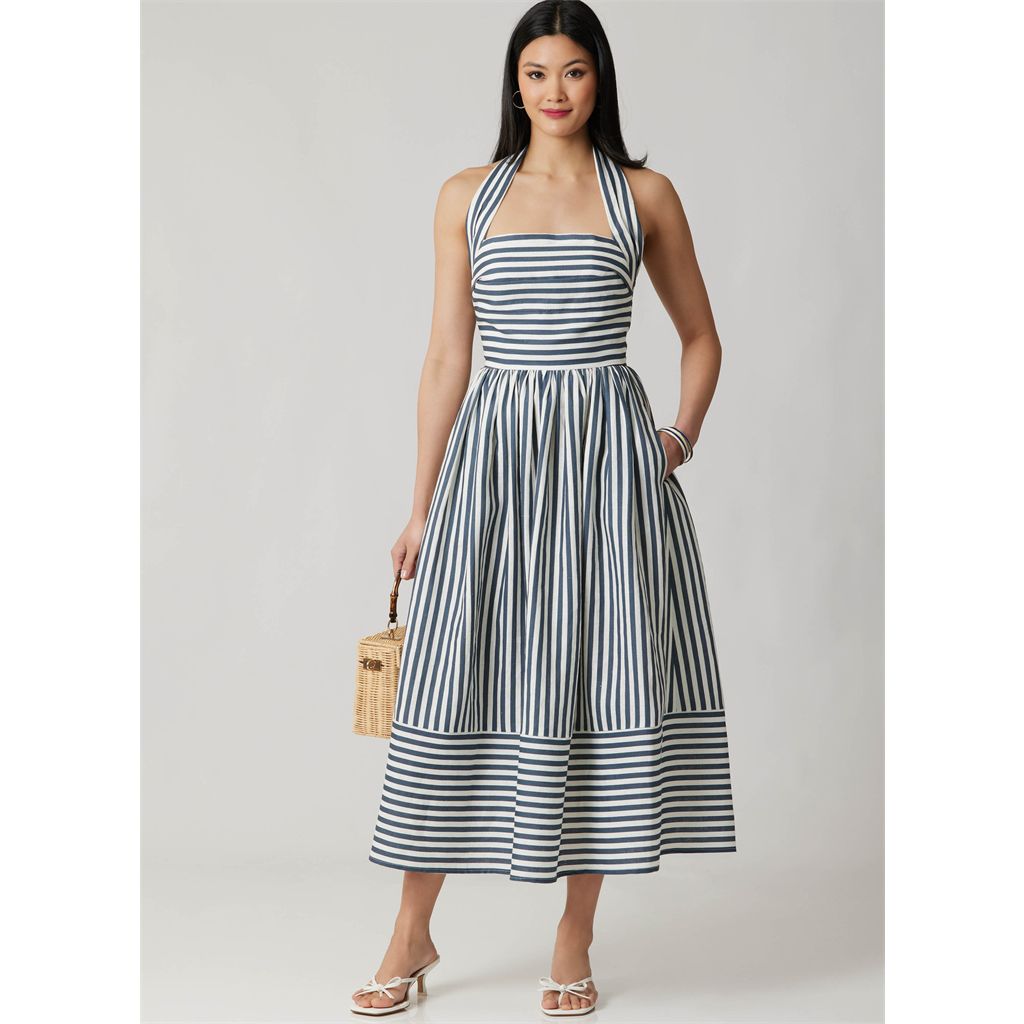 McCall's Pattern M8677 Misses Ruched Halter Dress in Two Lengths 8677 Image 2 From Patternsandplains.com