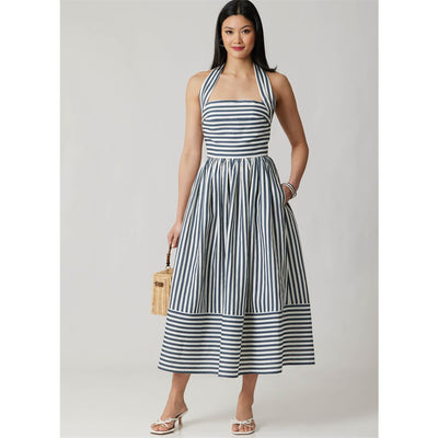 McCall's Pattern M8677 Misses Ruched Halter Dress in Two Lengths 8677 Image 2 From Patternsandplains.com