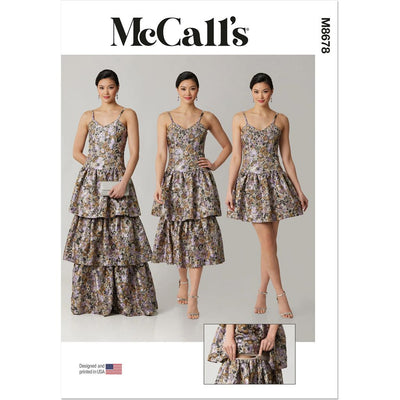 McCall's Pattern M8678 Misses and Miss Petite Dress with Detachable Tiered Skirt 8678 Image 1 From Patternsandplains.com