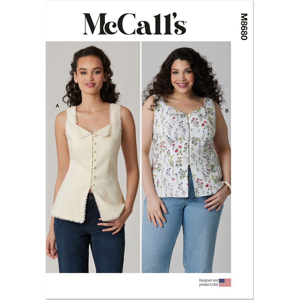 McCall's Pattern M8680 Misses and Womens Button Front Top 8680 Image 1 From Patternsandplains.com