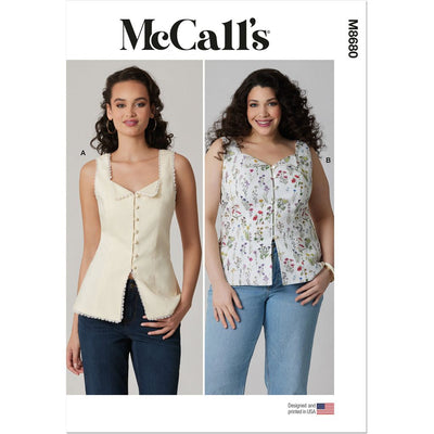 McCall's Pattern M8680 Misses and Womens Button Front Top 8680 Image 1 From Patternsandplains.com