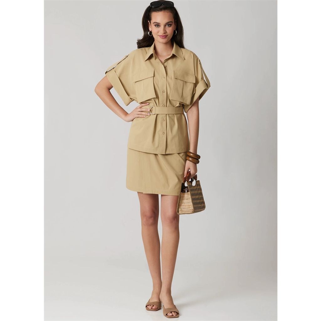 McCall's Pattern M8682 Misses Shirt with Belt and Wrap Skirt in Two Lengths 8682 Image 7 From Patternsandplains.com