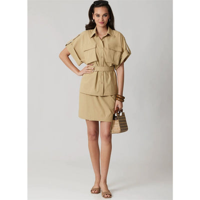 McCall's Pattern M8682 Misses Shirt with Belt and Wrap Skirt in Two Lengths 8682 Image 7 From Patternsandplains.com