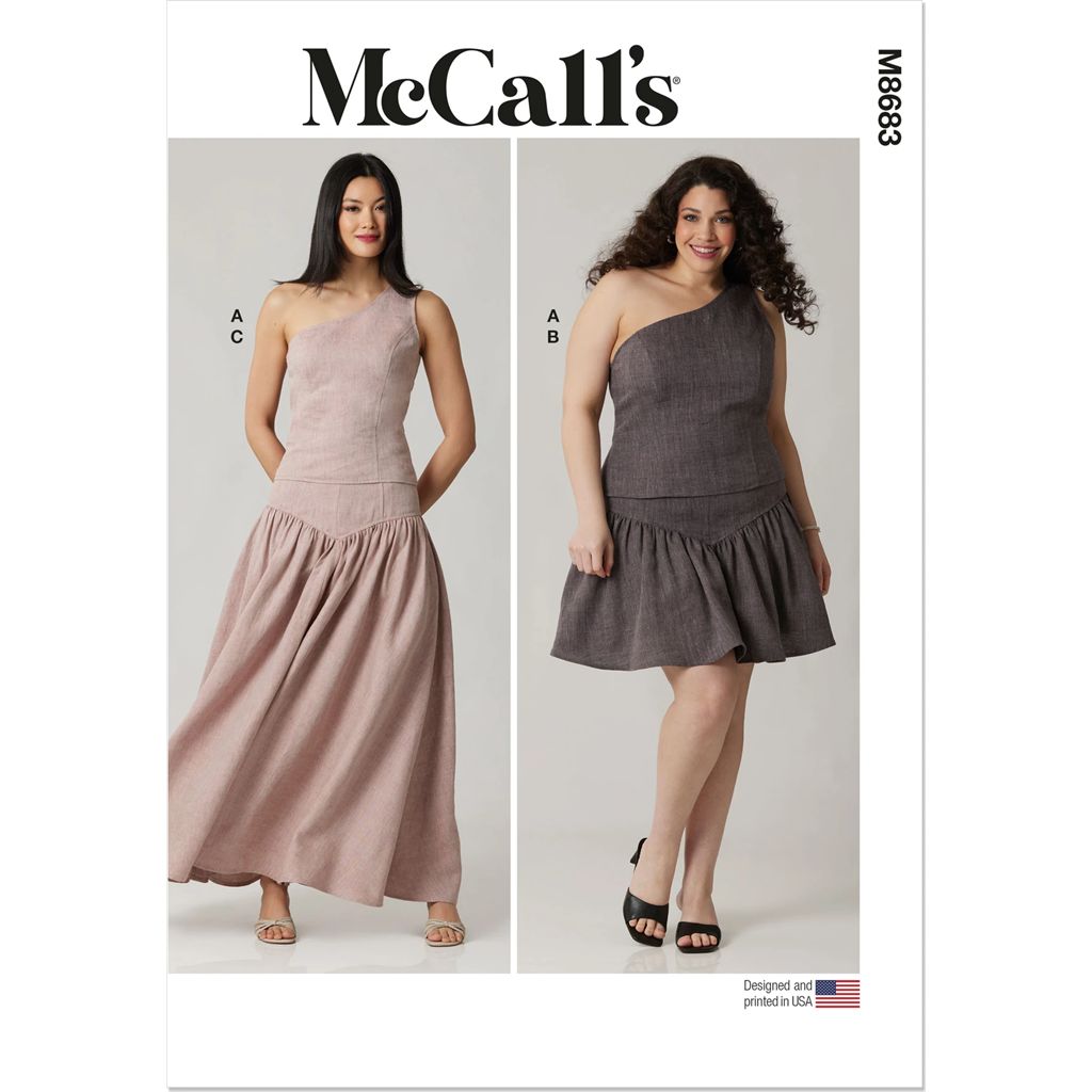 McCall's Pattern M8683 Misses and Womens One Shoulder Top and Skirt in Two Lengths 8683 Image 1 From Patternsandplains.com