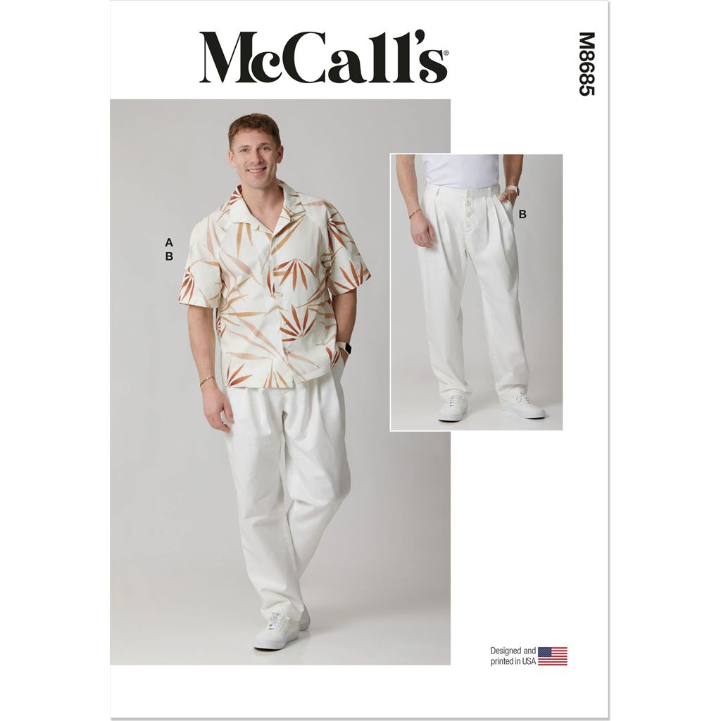 McCall's Pattern M8685 Mens Camp Shirt and Pleated Pants 8685 Image 1 From Patternsandplains.com