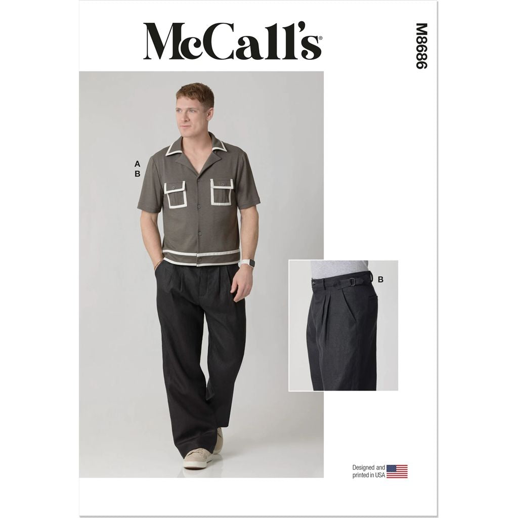 McCall's Pattern M8686 Mens Cropped Polo Style Shirt and Pants 8686 Image 1 From Patternsandplains.com