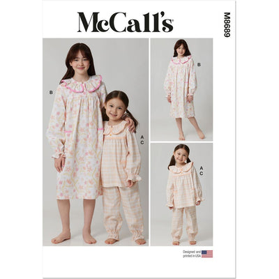McCall's Pattern M8689 Childrens and Girls Top Nightgown and Pants 8689 Image 1 From Patternsandplains.com