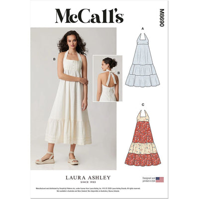 McCall's Pattern M8690 Misses Halter Dress in Two Lengths by Laura Ashley 8690 Image 1 From Patternsandplains.com