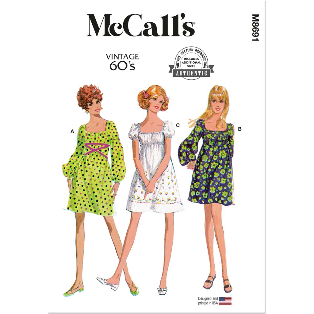 McCall's Pattern M8691 Misses Dress with Sleeve Variations 8691 Image 1 From Patternsandplains.com