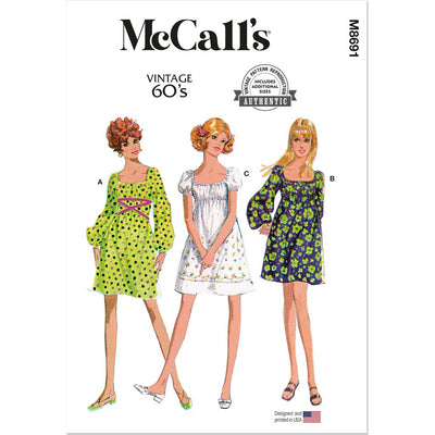 McCall's Pattern M8691 Misses Dress with Sleeve Variations 8691 Image 1 From Patternsandplains.com