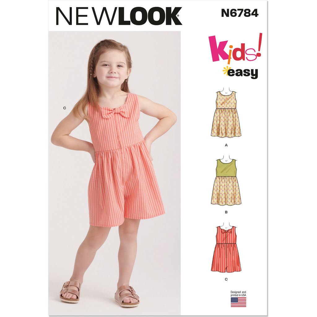 New Look Sewing Pattern N6784 Childrens Dresses and Romper 6784 Image 1 From Patternsandplains.com