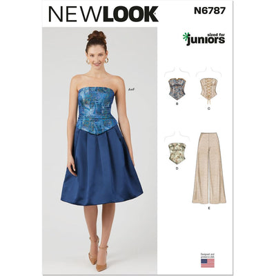 New Look Sewing Pattern N6787 Juniors Corsets Pants and Skirt 6787 Image 1 From Patternsandplains.com