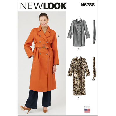 New Look Sewing Pattern N6788 Misses Trench Coat in Two Lengths and Belt 6788 Image 1 From Patternsandplains.com