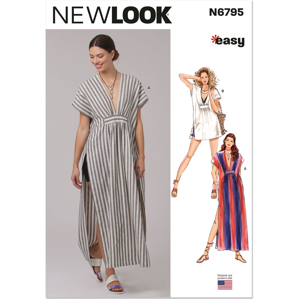 New Look Sewing Pattern N6795 Misses Caftan in Two Lengths 6795 Image 1 From Patternsandplains.com