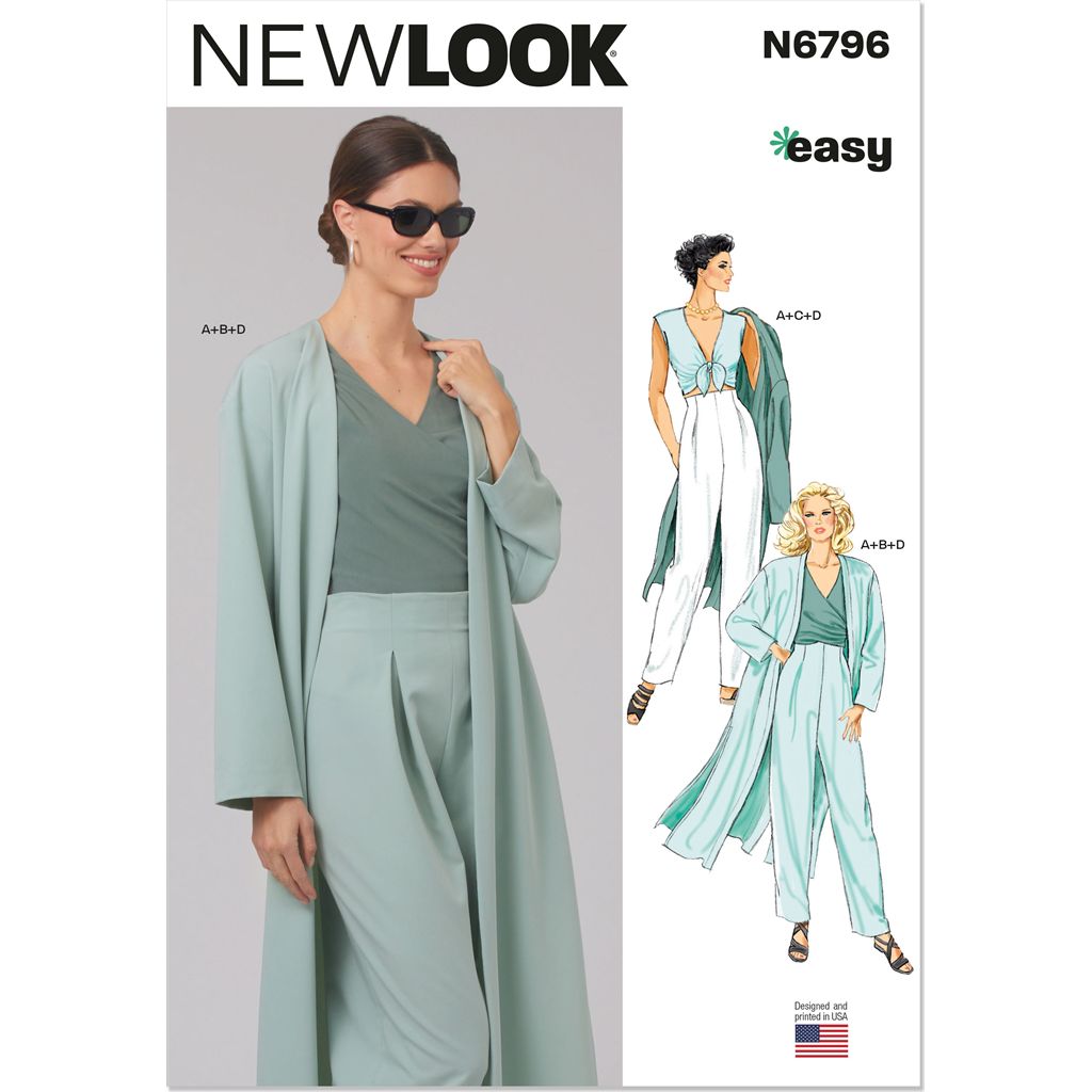 New Look Sewing Pattern N6796 Misses Coat Tops and Pants 6796 Image 1 From Patternsandplains.com