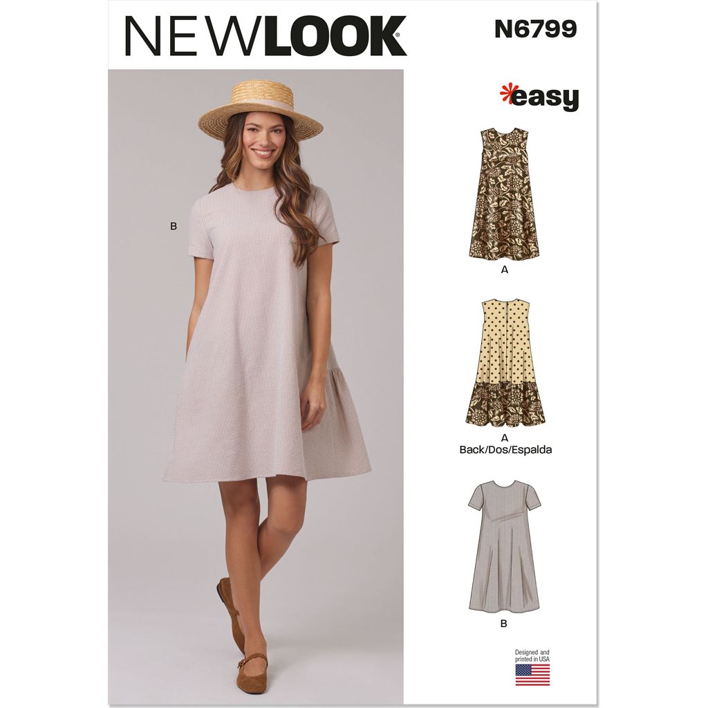 New Look Sewing Pattern N6799 Misses Dress with Sleeve and Length Variations 6799 Image 1 From Patternsandplains.com