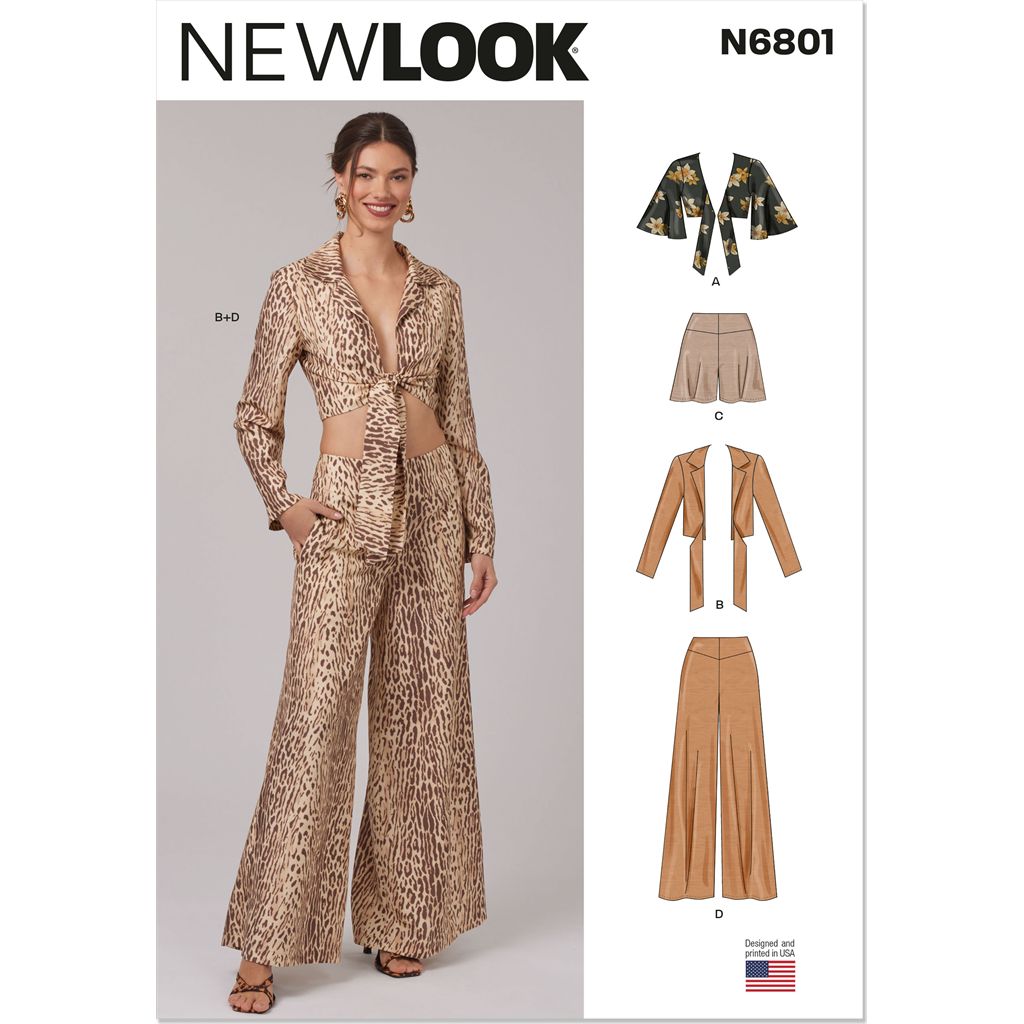 New Look Sewing Pattern N6801 Misses Tops Shorts and Pants 6801 Image 1 From Patternsandplains.com